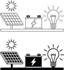 Solar Energy System Concept icon set