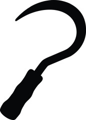 Sickle tool silhouette vector, Grass sickle icon vector
