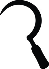 Sickle tool silhouette vector, Grass sickle icon vector