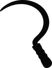 Sickle tool silhouette vector, Grass sickle icon vector