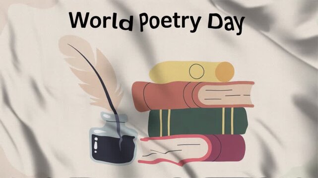 Featuring World Poetry Day in a waving flag style, Great for opening videos, campaign videos, greetings