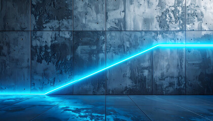 グレーコンクリート壁に青い発光ライン