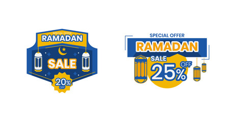 Obraz premium ramadan sale element design in blue color. design in white background. promo ramadan sale