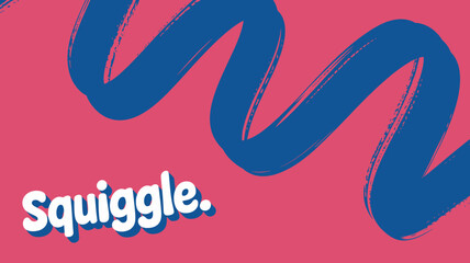 Fototapeta premium A vibrant abstract image features a bold blue squiggle against a bright red background with the word squiggle displayed in white high quality professional detailed modern