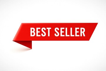 A red banner with the words best seller on a white background.