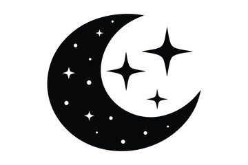 Moon crescent icon, Half moon, crescent with star. Vector illustration