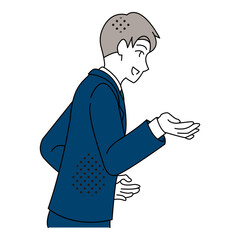 Businessman Speaking and Explaining Side View Illustration