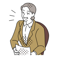 Senior Businesswoman Holding Document in Meeting Illustration