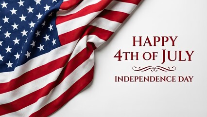 Fototapeta premium Patriotic Celebration: The American flag waves proudly, heralding the joyous Independence Day celebration, a symbol of freedom and national pride. 