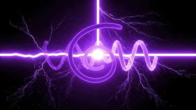 Purple Electric Spiral Energy Wrapping Lightning Path with Crackling Glow Core