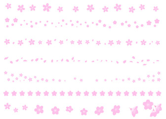 桜の飾り罫線・ラインのイラストセット　フレーム