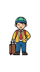 Cartoon traveler with luggage vector illustration for design
