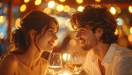 Couple enjoying romantic dinner