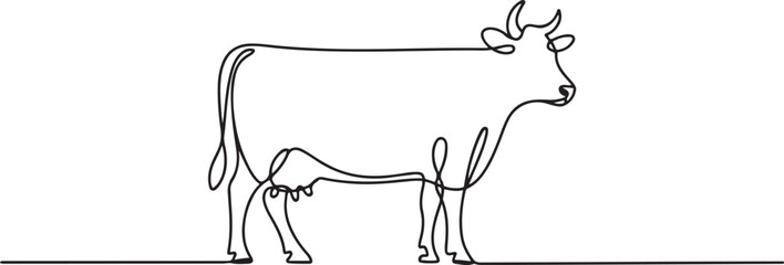 Set of Cow in continuous line art drawing style.one line icon illustration with white background