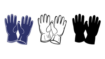 Obraz premium Gloves vector icon set including blue, black and white colors