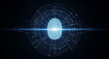 Obraz premium Digital fingerprint scanner for biometric identity verification.