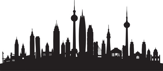 Obraz premium Kuwait City Skyline Silhouette at Nighttime with Modern Buildings