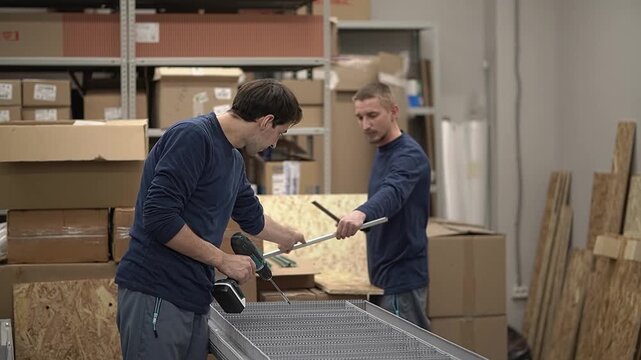 Assembly. Equipment. Manual work. Electrical panel. Factory workers.Slow motion. High quality 4k footage