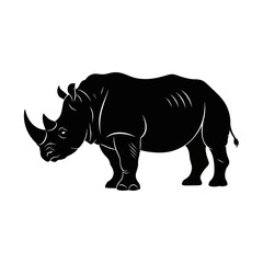 Obraz premium A striking black silhouette of a rhinoceros standing in profile