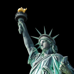 Obraz premium Statue of Liberty isolated on white background in New York City USA representing freedom and American landmark symbol