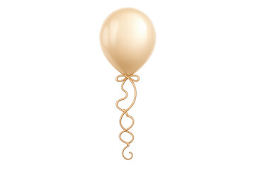 Golden balloon celebrating event with ribbon on transparent background
