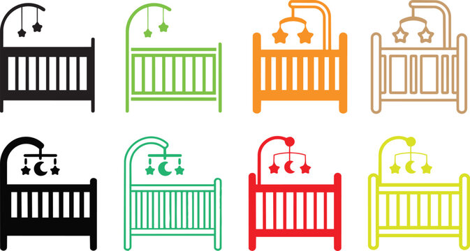 colorful baby cribs with mobiles and stars and moons nursery furniture