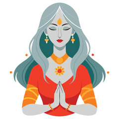 Serene Indian Woman in Traditional Attire with Namaste Gesture