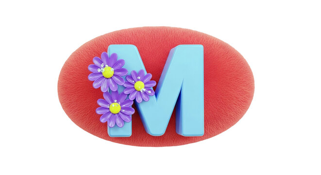 Letter M with Purple Flowers