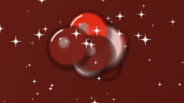 Abstract Red Bubbles with Sparkling Stars Animation.