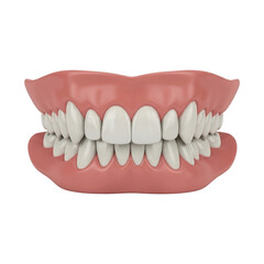 Obraz premium Full Set of Realistic Dentures Upper and Lower Jaw isolated on a transparent background