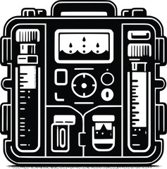 Illustration of a black toolbox filled with various medical supplies