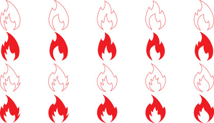 Set of vector illustrations featuring fire flames 