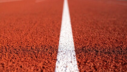 Red running track surface with white parallel lines