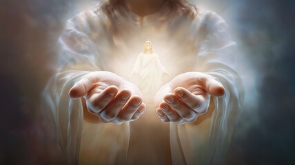 Mercy and compassion through Jesus, spiritual healing and inner peace concept