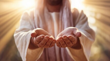 Mercy and compassion through Jesus, spiritual healing and inner peace concept