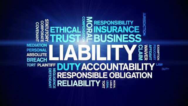 Liability animated word cloud-text design animation tag kinetic typography seamless loop.