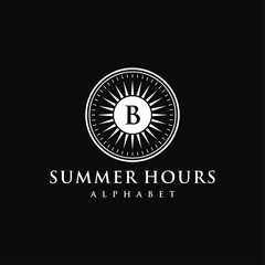 Initial Letter B Clock Watch with Sunlight Summer Morning logo design © ZRpro