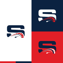 letter S speedometer race car logo
