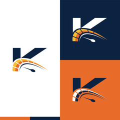 letter K speedometer race car logo