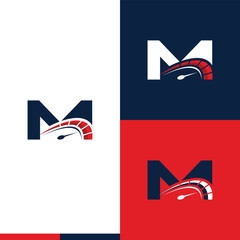 Letter M speedometer car automotive logo