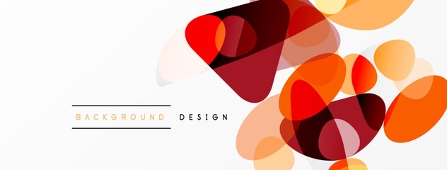 Abstract shapes overlap, creating vibrant color gradients. Warm tones dominate design, suggesting energy, modernity. Minimal text present.