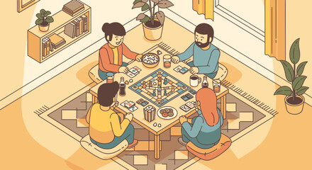 Family Playing Board Game Together. © Suryaaji