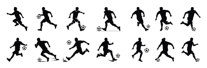 soccer player silhouette clipart bundle set of black © Rxibs