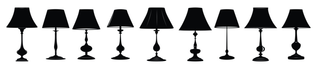 Obraz premium table lamp silhouette clipart set