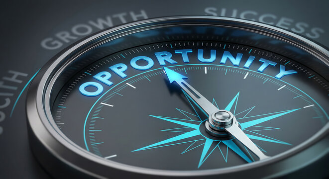 Compass Pointing to Opportunity for Success.