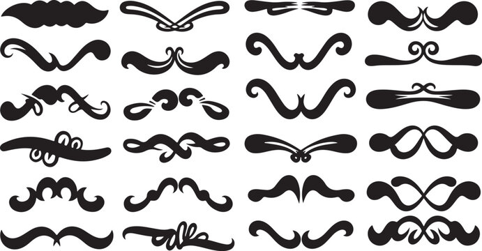 Collection of various mustache and beard designs and styles