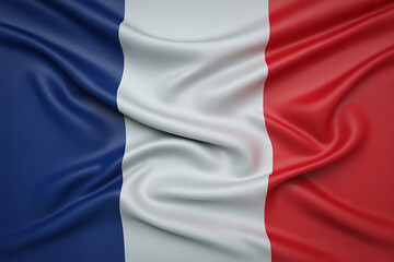 French flag with smooth shiny fabric blue white France