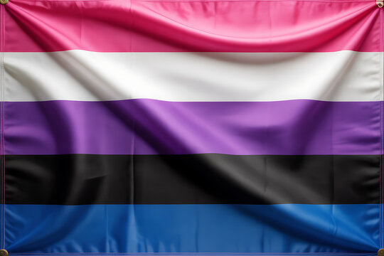 Genderfluid pride flag with pink white purple black blue colors