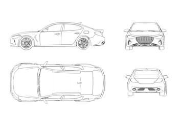 Fototapeta premium car outline drawing, sketch, contour image 
