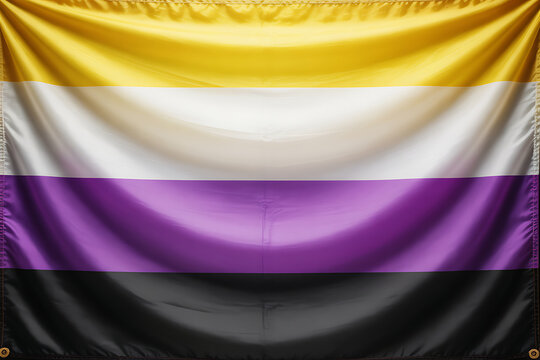 Nonbinary flag on fabric with grommets yellow